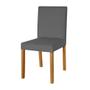 Imagem de Kit 4 Cadeiras de Jantar Luxo Estofadas Veludo Cinza Lara Base Madeira Maciça Mel