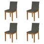 Imagem de Kit 4 Cadeiras de Jantar Pérola Estofadas em Linho Chumbo Base Madeira Maciça Mel 