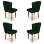 Imagem de Kit 4 Cadeiras de Jantar Pétala Estofada Pés Palito Veludo Verde - Montanaris Decor