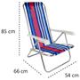 Imagem de Kit 4 Cadeiras de Praia Alumínio Reclinável 4 Posições