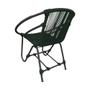Imagem de Kit 4 Cadeiras Decorativa Julia em Corda Náutica e Base em Alumínio Preta/ Verde Musgo