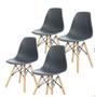 Imagem de Kit 4 Cadeiras Eames Cinza com Pés de Madeira Decorativas Eiffel Charles