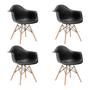 Imagem de Kit 4 Cadeiras Eames Eifflel com Braço Daw de Madeira com Assento Preto