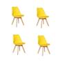 Imagem de Kit 4 cadeiras eames leda base madeira sem braço amarelo