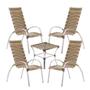 Imagem de Kit 4 Cadeiras em Alumínio Varanda Piscina Externa e Mesa de Centro Garden em Alumínio Trama