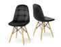 Imagem de Kit 4 Cadeiras estofada veludo base madeira Preta velvet