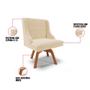 Imagem de Kit 4 Cadeiras Estofadas Giratória para Sala de Jantar Lia Suede Bege - Ibiza