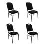 Imagem de Kit 4 Cadeiras para Hotel Auditório Igreja Restaurante Eventos com Reforço Empilhável cor Preta