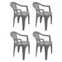Imagem de Kit 4 Cadeiras Plástica Com Braço Iguape Cinza Tramontina