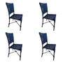 Imagem de Kit 4 Cadeiras Roma Corda Náutica Base em Alumínio Preto/azul Marinho