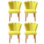 Imagem de kit 4 Cadeiras Sala de Jantar Estofada Pétala Suede Amarelo - Twdecora