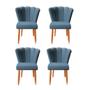 Imagem de kit 4 Cadeiras Sala de Jantar Estofada Pétala Suede Azul Marinho - Twdecora