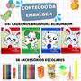 Imagem de Kit 4 cadernos Brochura Alibombom com pauta Aprendizado + acessórios