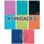 Imagem de Kit 4 Cadernos Espiral 80 Folhas 1/4 lunix Cores Sortidas Capa Dura - Materiais Escolares 135227-4