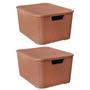 Imagem de Kit 4 Caixas Organizadoras Rattan Marrom 15 Litros C/ Tampa 25592 Arqplast
