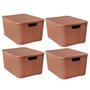 Imagem de Kit 4 Caixas Organizadoras Rattan Marrom 15 Litros C/ Tampa 25592 Arqplast