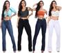 Imagem de Kit 4 Calça Flare Feminina Jeans Branca Preta Azul Clara Stone Azul Escuro Amaciada 31