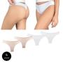 Imagem de Kit 4 Calcinhas Fio Dental Try Basics Algodão Cotton Básica Lisa Moda Lingerie