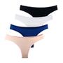 Imagem de Kit 4 Calcinhas Fio Dental Try Basics Algodão Cotton Básica Lisa Moda Lingerie