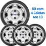 Imagem de Kit 4 Calotas Ford Ka Fiesta Aro 13 Com Emblema 046Cb