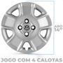 Imagem de Kit 4 Calotas Gol Saveiro Voyage G5 2008 A 2012 Aro 14 Prata Cubo Alto Grid + Adesivo Resinado 48Mm Vw Preto (4 Pc)