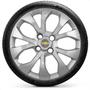 Imagem de Kit 4 Calotas Onix Prisma 2012 2013 2014 2015 2016 Aro 15 Prata Cubo Padrão Grid + Adesivo Resinado 48Mm Gm Cinza Com Dourado (4 Pc)