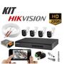 Imagem de Kit 4 Câmeras de Segurança Full Hd 1080p 2mp DVR Hikvision 4 Canais S/HD