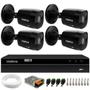 Imagem de Kit 4 Câmeras Intelbras VHD 1230 B Full HD 1080p Bullet Black G7 Visão Noturna 30m IP67 + DVR Gravador de Video Inteligente MHDX 1204 4 Canais