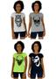 Imagem de Kit 4 Camisa Babylook MXD Conceito Casual Fitness Cores Básicas e Estampas Diversas