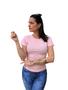 Imagem de Kit 4 Camisetas Baby Look Feminina New Basics Slim Fit Gola Redonda 100% Algodão