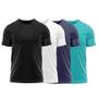 Imagem de Kit 4 Camisetas Dry Fit Uv Masculina Blusa Camisa Fitness Academia Basica Lisa Preto/Branco