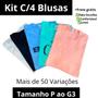 Imagem de Kit 4 Camisetas Lisas e Estaampadas P AO G3