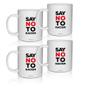 Imagem de Kit 4 Canecas Brancas Personalizadas Say No Racism