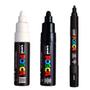 Imagem de Kit 4 Caneta Posca PC-3M e PC-5M - 2 brancos 2 pretos Uni