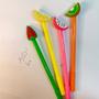 Imagem de Kit 4 canetas de gel fofa frutas divertida papelaria criativa