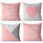 Imagem de Kit 4 Capas almofadas decorativa rosa e cinza 40x40