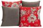 Imagem de Kit 4 Capas De Almofada Para Sofá Estampa Cáqui Com Vermelho