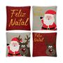 Imagem de Kit 4 Capas De Almofadas 45x45 Decorativas Natal Papai Noel e Rena