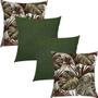 Imagem de Kit 4 Capas de Almofadas Costela de Adão Marrom e Verde Musgo Liso 45x45cm