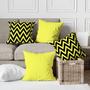 Imagem de Kit 4 Capas De Almofadas Decorativa Chevron Amarelo e Preto