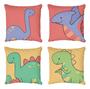 Imagem de Kit 4 Capas De Almofadas Decorativa Dinossauros Baby