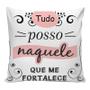 Imagem de Kit 4 Capas de Almofadas Decorativa Fé Tudo Posso 45x45 e 1 Almofada Nózinho Escandinavo