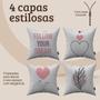 Imagem de Kit 4 Capas De Almofadas Decorativas 42x42 Com Zíper Estampadas