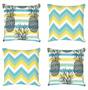 Imagem de Kit 4 Capas De Almofadas Decorativas Chevron Tropical  Abacaxi