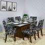 Imagem de Kit 4 Capas de Cadeira Premium Sala Jantar Malha Elastex Black Flower