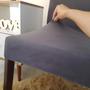 Imagem de Kit 4 Capas De Cadeiras Em Suede Cinza Anti-gato Com Elastan Desenho Do Tecido Liso