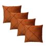 Imagem de Kit 4 Capas para Almofada Drapeada Quadrada em Veludo Terracota