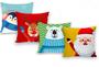 Imagem de Kit 4 Capas para Almofada Natal Decoração Minimalista Merry Christmas Papai Noel Divertidas Natalina