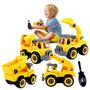 Imagem de Kit 4 Carrinho monta e desmonta Didático Brinquedo Educativo Caminhão Infantil Personagem Caminhão Amarelo e Carro interativo para Crianças