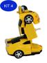 Imagem de Kit 4 Carro Robô Transformers carrinho infantil Camaro